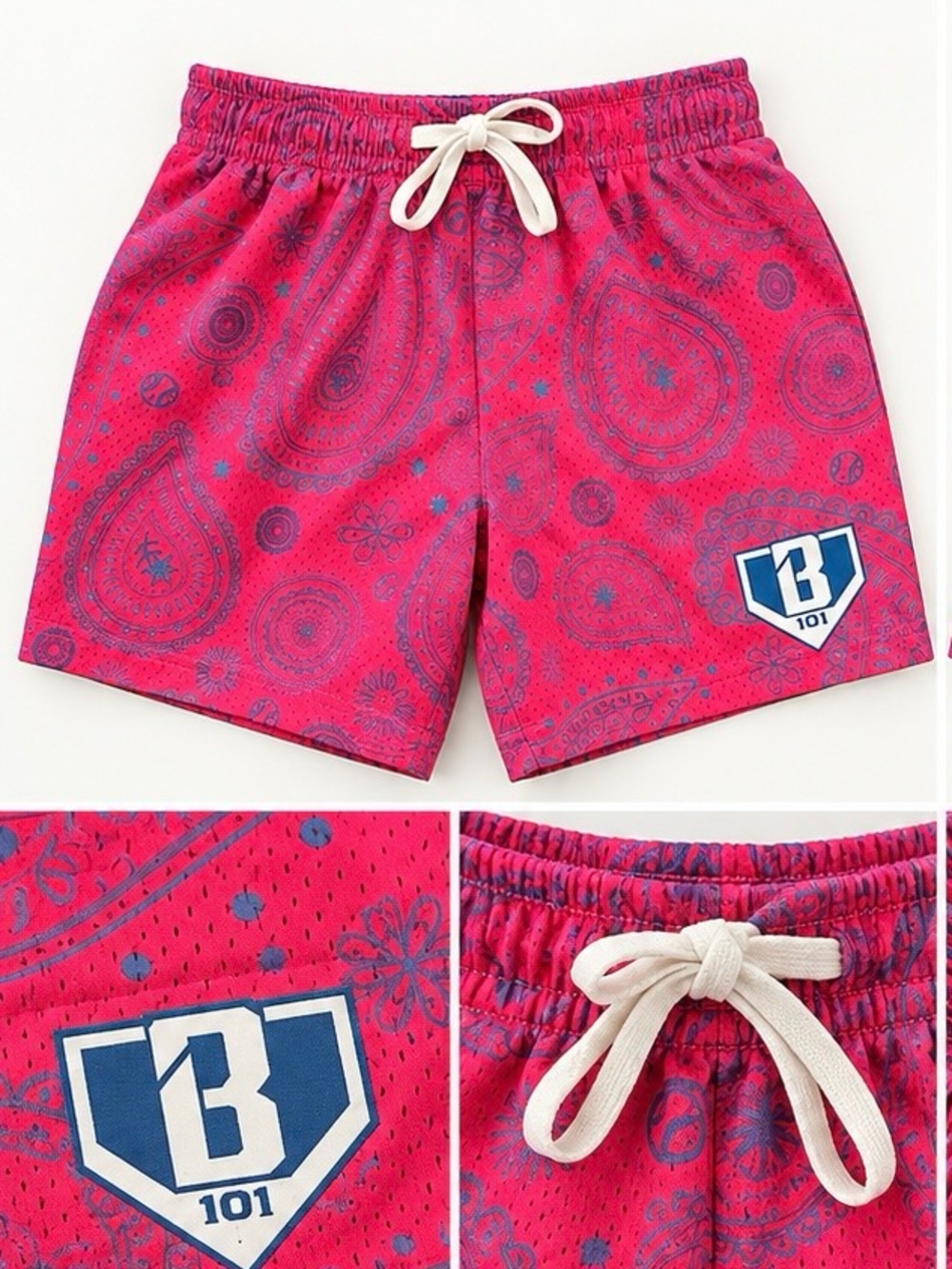 BASEBALL LIFESTYLE Pink Paisley Shorts
